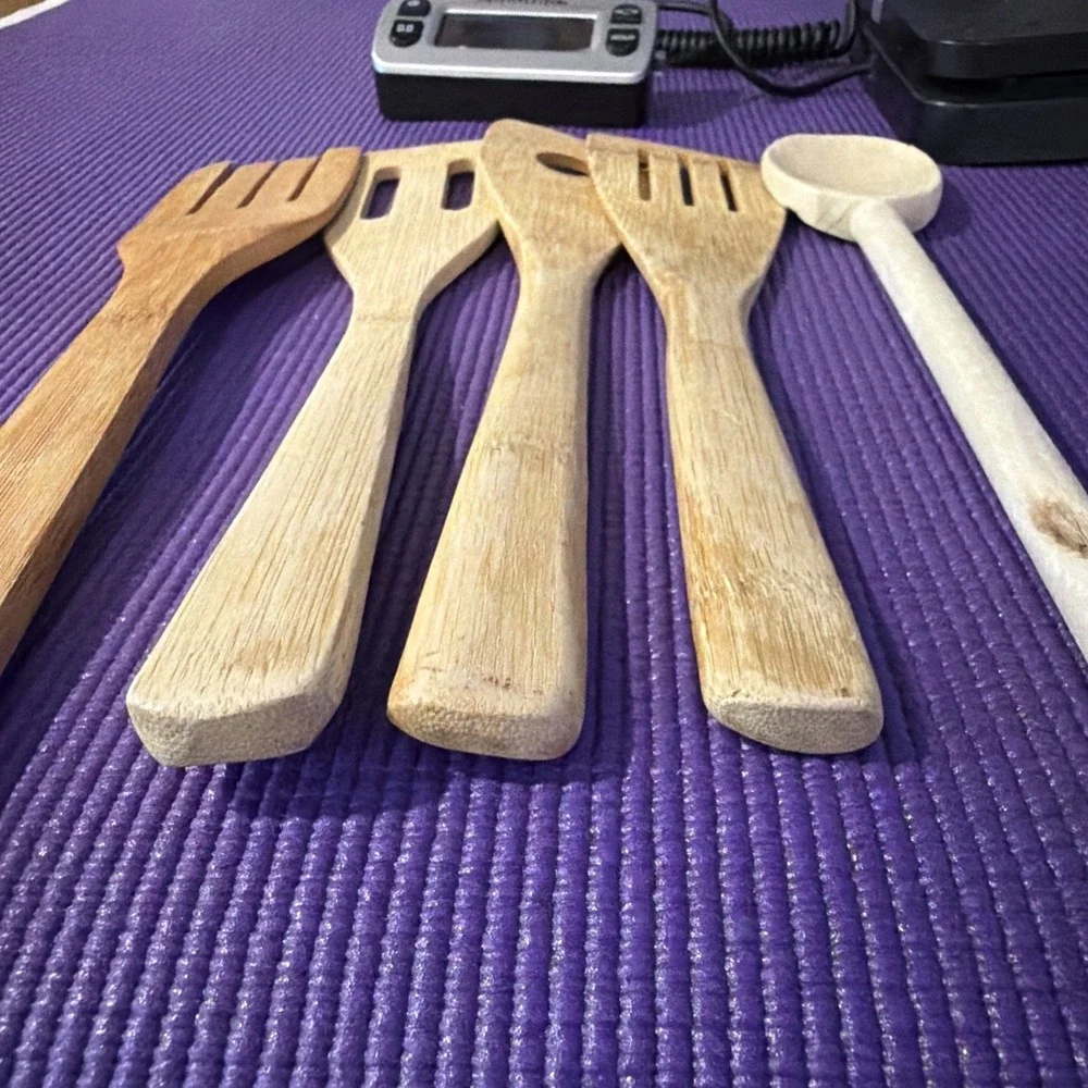 wooden kitchen utensils Set 5 Quality Very Good Shape Here Vintage Natural